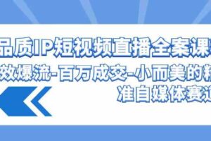 （9591期）高品质 IP短视频直播-全案课程，有效爆流-百万成交-小而美的精准自媒体赛道