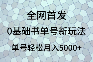 0基础书单号新玩法，操作简单，单号轻松月入5000+