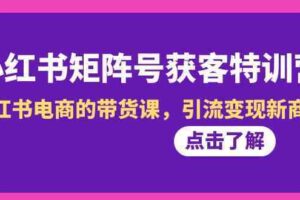 小红书矩阵号获客特训营-第10期，小红书电商的带货课，引流变现新商机