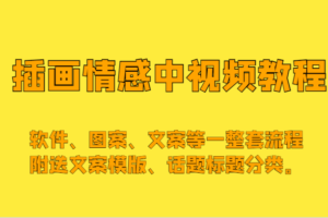 插画情感中视频，软件、图案、文案等一整套流程，送文案模版、话题标题分类。