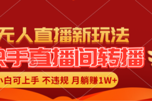 （11775期）快手直播间转播玩法简单躺赚，真正的全无人直播，小白轻松上手月入1W+