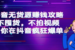 （3887期）抖音无货源赚钱攻略，不囤货，不拍视频，带你在抖音疯狂爆单！