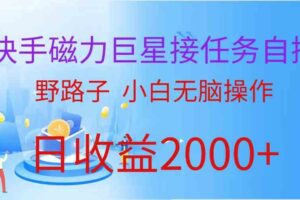 （9985期）（蓝海项目）快手磁力巨星接任务自撸，野路子，小白无脑操作日入2000+