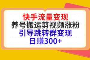 （4007期）快手流量变现，养号搬运剪视频涨粉，引导跳转群变现日赚300+