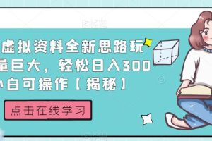 小红书虚拟资料全新思路玩法，流量巨大，轻松日入300+，小白可操作【揭秘】