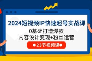 （11493期）2024短视频IP快速起号实战课，0基础打造爆款内容设计变现+粉丝运营(23节)