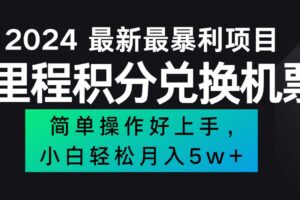 （12016期）2024最新里程积分兑换机票，手机操作小白轻松月入5万++