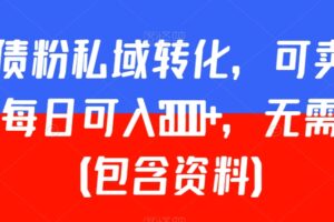 负债粉私域转化，可卖教程，每日可入2000+，无需经验（包含资料）【揭秘】