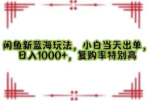 （12516期）闲鱼新蓝海玩法，小白当天出单，日入1000+，复购率特别高