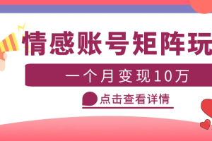 （5536期）云天情感账号矩阵项目，简单操作，月入10万+可放大（教程+素材）