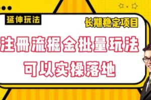 注册流掘金批量玩法，可以实操落地【揭秘】