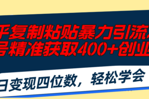 （11674期）知乎复制粘贴暴力引流术，单号精准获取400+创业粉，日变现四位数，轻松…