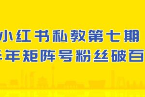 小红书私教第七期，小红书90天涨粉18w，1周涨粉破万 半年矩阵号粉丝破百万