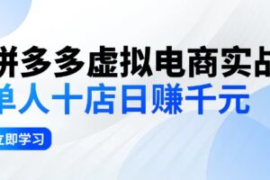 （12326期）拼多多虚拟电商实战：单人10店日赚千元，深耕老项目，稳定盈利不求风口