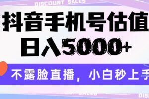 抖音手机号估值，日入5000+，不露脸直播，小白秒上手