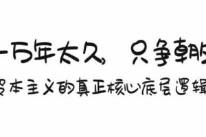 （9171期）某付费文章《一万年太久，只争朝夕：资本主义的真正核心底层逻辑》