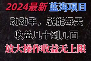 （11470期）有手就行的2024全新蓝海项目，每天1小时收益几十到几百，可放大操作收…