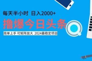 （12401期）撸今日头条，单号日入2000+可矩阵放大