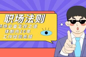 （8557期）《职场 法则》职场必备生存之道，体制内20年 工作经验总结（17节课）