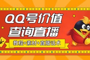 （5283期）最近抖音很火QQ号价值查询无人直播项目 日赚几百+(素材+直播话术+视频教程)