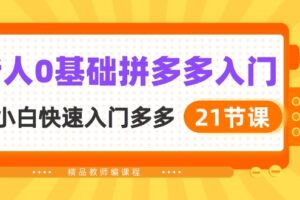 （10299期）新人0基础拼多多入门，​纯小白快速入门多多（21节课）