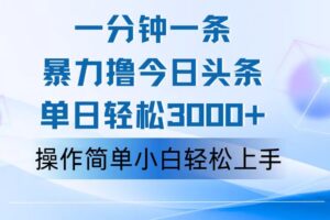 （12052期）一分钟一篇原创爆款文章，撸爆今日头条，轻松日入3000+，小白看完即可…