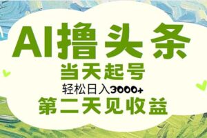 （11426期）AI撸头条，轻松日入3000+无脑操作，当天起号，第二天见收益