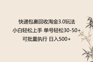 快递包裹回收淘金3.0玩法 无需任何押金 小白轻松上手