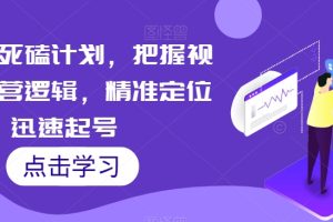 视频号死磕计划，把握视频号运营逻辑，精准定位迅速起号