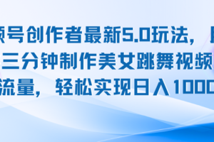 （12729期）视频号创作者最新5.0玩法，用ai软件三分钟制作美女跳舞视频 实现日入1000+