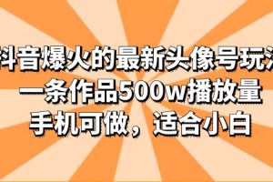 （6064期）抖音爆火的最新头像号玩法，一条作品500w播放量，手机可做，适合小白