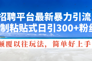 （11538期）招聘平台最新暴力引流，复制粘贴式日引300+粉丝，颠覆以往垃圾玩法，简…