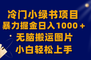 （8101期）【全网首发】冷门小绿书暴力掘金日入1000＋，无脑搬运图片小白轻松上手