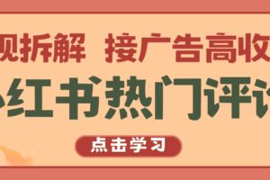 小红书热门评论，变现拆解，接广告高收入