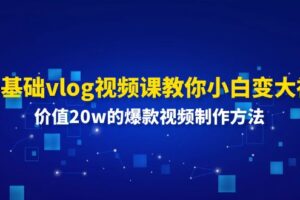 （11517期）0基础vlog视频课教你小白变大神：价值20w的爆款视频制作方法