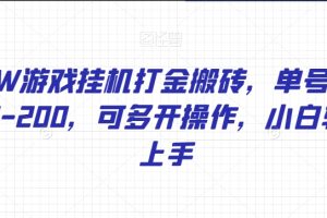 WOW游戏挂机打金搬砖，单号日入150-200，可多开操作，小白轻松上手【揭秘】