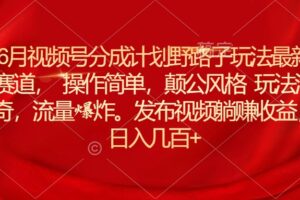 （11040期）6月视频号分成计划野路子玩法最新赛道操作简单，颠公风格玩法清奇，流…