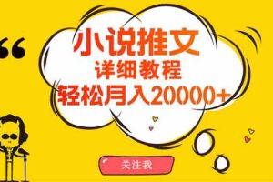 （10000期）简单操作，月入20000+，详细教程！小说推文项目赚钱秘籍！