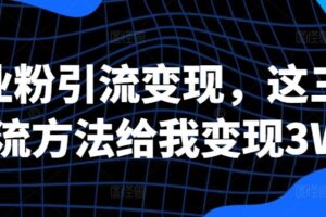 创业粉引流变现，这三种引流方法给我变现3W+【揭秘】