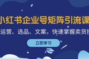 小红书企业号矩阵引流课，涵盖运营、选品、文案，快速掌握卖货技巧