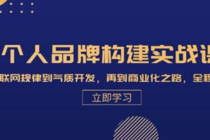 （13059期）个人品牌构建实战课：从互联网规律到气质开发，再到商业化之路，全程解析