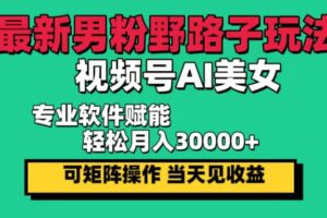 （12909期）最新男粉野路子玩法，视频号AI美女，当天见收益，轻松月入30000＋