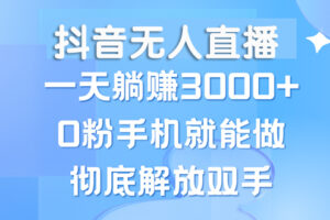 （13038期）抖音无人直播，一天躺赚3000+，0粉手机就能做，新手小白均可操作