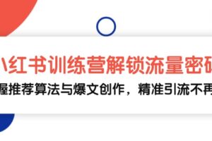 （13016期）小红书训练营解锁流量密码，掌握推荐算法与爆文创作，精准引流不再难