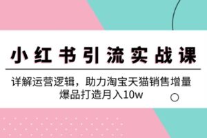 （12809期）小红书引流实战课：详解运营逻辑，助力淘宝天猫销售增量，爆品打造月入10w