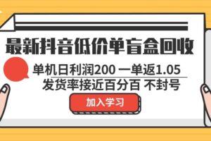 （13092期）最新抖音低价单盲盒回收 一单1.05 单机日利润200 纯绿色不封号