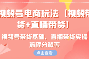 视频号电商玩法（视频带货+直播带货）含视频号带货基础、直播带货实操流程分解等