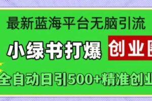 最新蓝海平台无脑引流，小绿书打爆创业圈，全自动日引500+精准创业粉