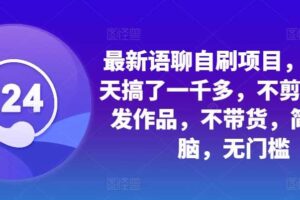 最新语聊自刷项目，亲测3天搞了一千多，不剪辑，不发作品，不带货，简单无脑，无门槛