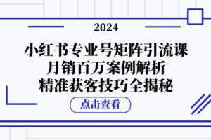 （12943期）小红书专业号矩阵引流课，月销百万案例解析，精准获客技巧全揭秘